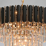 Люстра из черного металла с многоярусными подвесками из прозрачного хрусталя на золотой цепи Empire Black Chandelier Crystal варинант исполнения - 9 | Loft Concept в Ульяновске