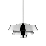 Подвесной светильник с широким многоярусным металлическим плафоном цвета никель в современном стиле Feiss варинант исполнения - 1 | Loft Concept в Ульяновске