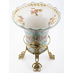 Ваза из голубого фарфора с рисунком птиц и цветов и декоративными элементами Blue Garden варинант исполнения - 3 | Loft Concept в Ульяновске