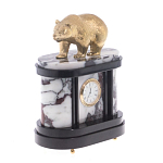 Часы настольные бронзовые с декором в виде медведя Bear Stone Clock варинант исполнения - 3 | Loft Concept в Ульяновске
