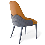 Стул оранжевый с высокой спинкой из искуственной кожи на серых металлических ножках Enigma Orange варинант исполнения - 2 | Loft Concept в Ульяновске