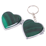 Зеркало брелок складное двухстороннее в форме сердца из натурального камня Малахит Stone Mirrors варинант исполнения - 2 | Loft Concept в Ульяновске