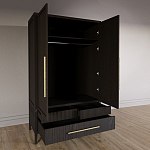 Шкаф платяной Primo с выдвижными ящиками шпон Темный орех варинант исполнения - 4 | Loft Concept в Ульяновске