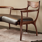 Кушетка с деревянным каркасом и сиденьем из коричневой натуральной кожи Moon Walnut Furniture варинант исполнения - 4 | Loft Concept в Ульяновске