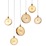 Подвесной светильник с плафонами из рельефного стекла Peony Glass Bronze Six варинант исполнения - 1 | Loft Concept в Ульяновске