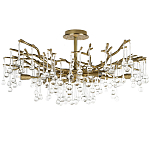 Потолочная люстра в виде ветвей деревьев золотого цвета с прозрачными подвесками-каплями Droplet Chandelier варинант исполнения - 1 | Loft Concept в Ульяновске