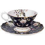 Чайный набор из фарфора темно-синий с рисунком цветов на 6 персон 12 предметов 280 мл Garden Whisper Porcelain Set  варинант исполнения - 4 | Loft Concept в Ульяновске