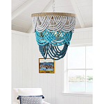 Круглая многоярусная люстра с подвесками в виде круглых бусин Wooden Beads Turquoise Chandelier варинант исполнения - 2 | Loft Concept в Ульяновске