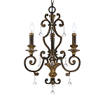 Люстра с подвесками из прозрачного стекла на кованом каркасе бронзового цвета в классическом стиле Quoizel варинант исполнения - 11 | Loft Concept в Ульяновске