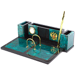 Настольный письменный набор из змеевика с часами и календарницей Successful Leader варинант исполнения - 2 | Loft Concept в Ульяновске