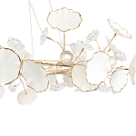 Люстра круглая с белыми лепестками из керамики и прозрачными хрустальными цветками Диаметр 82 см Wintery flovers варинант исполнения - 4 | Loft Concept в Ульяновске