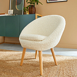 Кресло на деревянных ножках с обивкой из ткани букле Aldo Boucle Armchair варинант исполнения - 7 | Loft Concept в Ульяновске