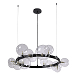 Люстра круглая подвесная с 15-ю прозрачными шарообразными плафонами из стекла Iona chandelier варинант исполнения - 6 | Loft Concept в Ульяновске