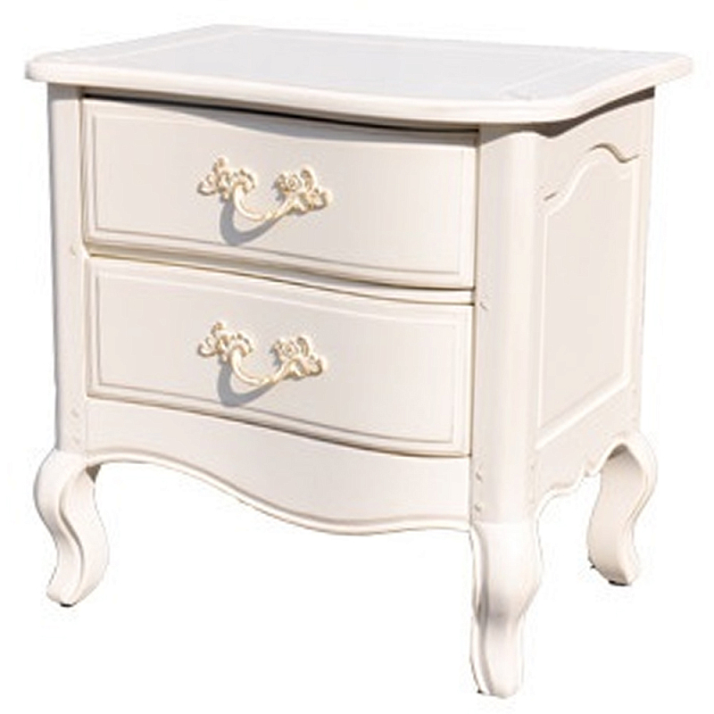 Прикроватная тумба в стиле прованс  с 2-мя ящиками Favre Montmartre Provence Bedside Table Белый в Ульяновске | Loft Concept 