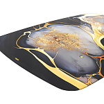 Обеденный стол с прямоугольной черно-золотой столешницей из стекла на 4-х металлических ножках Gold and Black Marble варинант исполнения - 4 | Loft Concept в Ульяновске