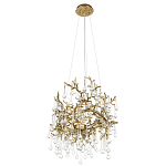 Подвесная люстра в виде ветвей деревьев золотого цвета с прозрачными подвесками-каплями 8 и 14 ламп Droplet Chandelier варинант исполнения - 4 | Loft Concept в Ульяновске