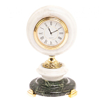 Часы настольные бронзовые из натуральных камней Мрамор и Змеевик Stone Clock варинант исполнения - 7 | Loft Concept в Ульяновске