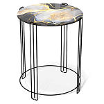 Стол журнальный круглый со столешницей из стекла Gold and Black Marble варинант исполнения - 1 | Loft Concept в Ульяновске