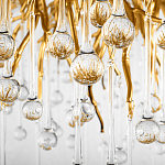 Люстра подвесная с прозрачными стеклянными подвесками в форме капель Диаметр 80 см Droplet Chandelier варинант исполнения - 16 | Loft Concept в Ульяновске