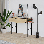 Консоль напольная деревянная с выдвижным ящиком и 2-мя полками со столешницей цвета белый мрамор OTIS CONSOLE OAK варинант исполнения - 2 | Loft Concept в Ульяновске