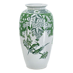 Ваза высокая с зелеными цветочными и птичьими мотивами Vase Inspired by Nature варинант исполнения - 1 | Loft Concept в Ульяновске