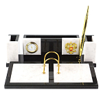 Настольный письменный набор из белого мрамора и змеевика Marble Accessory варинант исполнения - 1 | Loft Concept в Ульяновске