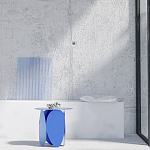 Matis журнальный столик синий из металла и кожи варинант исполнения - 1 | Loft Concept в Ульяновске