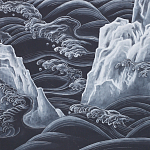 Обои ручная роспись Matsushima Waves Roka on Edo Night painted silk варинант исполнения - 2 | Loft Concept в Ульяновске