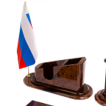 Настольный письменный набор с часами из природного камня обсидиана  Contract Extended варинант исполнения - 3 | Loft Concept в Ульяновске