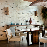 Обои ручная роспись Fishes Blue Pearl on Tarnished Silver gilded silk with pearlescent antiquing варинант исполнения - 4 | Loft Concept в Ульяновске