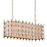 Люстра овальной формы с фактурным серебряным каркасом и тканевым абажуром Silver Honeycomb варинант исполнения - 1 | Loft Concept в Ульяновске