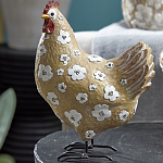 Статуэтка курица с белым цветочным узором и металлическими ножками Rustic Chicken варинант исполнения - 3 | Loft Concept в Ульяновске