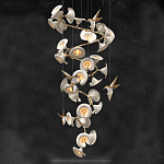 Люстра каскадная из белых цветов каллы и птичек Refined Taste of Light варинант исполнения - 1 | Loft Concept в Ульяновске