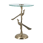 Столик с круглой стеклянной столешницей и корпусом в виде двух павлинов на ветке Table Two Peacocks варинант исполнения - 4 | Loft Concept в Ульяновске