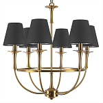 Люстра на металлическом основании бронзового цвета с 6-ю черными конусовидными абажурами Dignity варинант исполнения - 6 | Loft Concept в Ульяновске