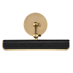 Светильник для картин цвет винтажная латунь с прямоугольным плафоном из кожи черного цвета Alora варинант исполнения - 3 | Loft Concept в Ульяновске