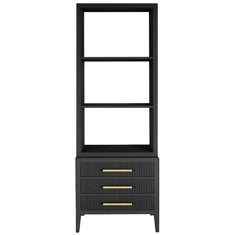 Этажерка Primo с ящиками шпон Черный дуб Черный Золотой в Ульяновске | Loft Concept 