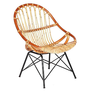 Кресло Rattan Wicker Chair Red Carcass