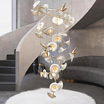 Люстра каскадная из белых цветов каллы и птичек Refined Taste of Light варинант исполнения - 4 | Loft Concept в Ульяновске