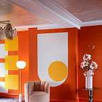 Обои ручная роспись Chez Nina by India Mahdavi Lantana colourway on Arancio dyed silk варинант исполнения - 5 | Loft Concept в Ульяновске