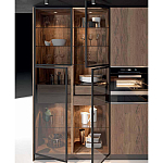 Комбинированный кухонный гарнитур сине-серого цвета с фасадом под дерево Benjamin Kitchen Set варинант исполнения - 3 | Loft Concept в Ульяновске