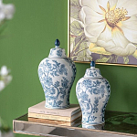 Ваза с крышкой и голубым цветочным рисунком на белом фоне Blue & White Ornament варинант исполнения - 6 | Loft Concept в Ульяновске