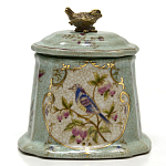 Шкатулка голубого цвета с рисунком и состаренным эффектом Eden Garden варинант исполнения - 1 | Loft Concept в Ульяновске