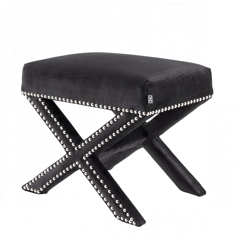 Оттоманка Eichholtz Stool Perugia Black Черный Никель в Ульяновске | Loft Concept 