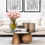 Дизайнерский журнальный стол с круглой столешницей на 3-х геометрических ножках Lehumod варинант исполнения - 4 | Loft Concept в Ульяновске