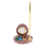 Часы настольные с шариковой металлической ручкой из натурального камня Stone Clock варинант исполнения - 4 | Loft Concept в Ульяновске