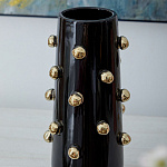 Ваза черная цилиндрическая с глянцевым покрытием и золотыми декоративными элементами Molecule Collection варинант исполнения - 2 | Loft Concept в Ульяновске