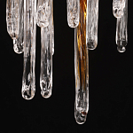 Люстра линейная золотого цвета с декоративными ветвями и длинными стеклянными подвесками в форме сосулек Droplet Chandelier варинант исполнения - 9 | Loft Concept в Ульяновске