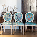 Стул из массива бука с изображением птиц и цветов Turquoise Beige Chinoiserie Garden Chair варинант исполнения - 7 | Loft Concept в Ульяновске