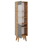 Шкаф-витрина с фасадом цвета серый бетон и стеклянной дверкой Grace of Furniture варинант исполнения - 2 | Loft Concept в Ульяновске